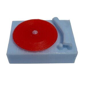 Barbie Record Player Miniature Blue & Red Plastic Turntable Figurine Model